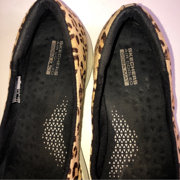 Sz 8 Skechers On the Go Capri Leopard Calfhair Ballet Flat Slip Ons - Picture 13 of 15